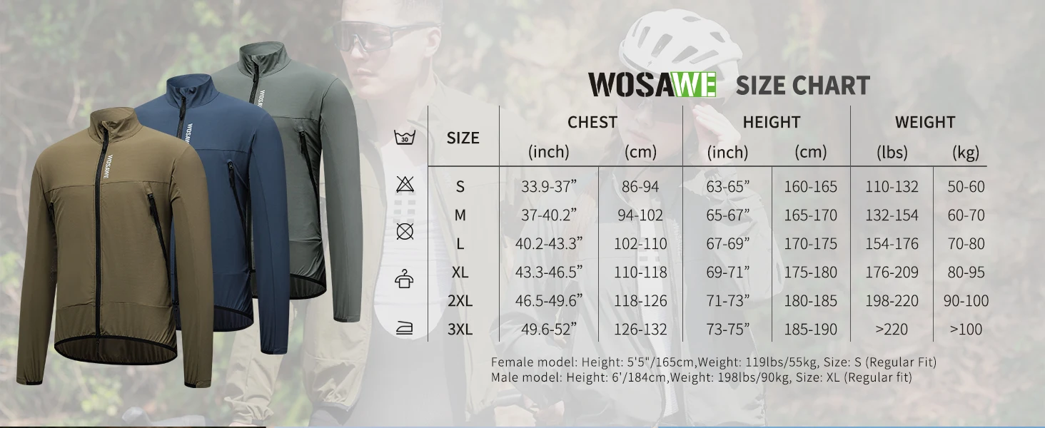 WOSAWE Unisex Fahrradjacke Wasserabweisend Leichtgewicht Herren Windbreaker Doppelreißverschluss YKK Reflektierend – Detail 31