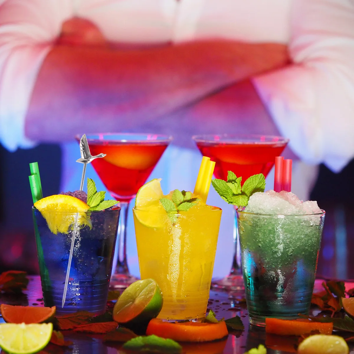 

5 Pcs Cocktail Sign Dessert Stainless Steel Fruit Fork Olives Picks Party