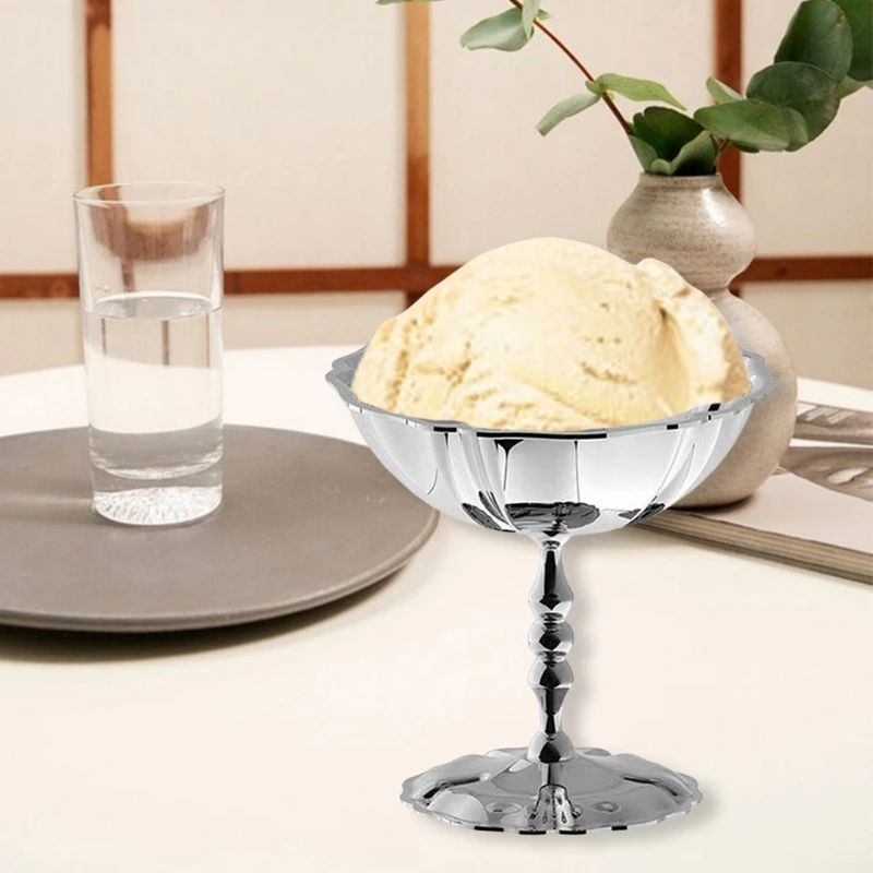 Elegant Dessert Cups 304Stainless Steel Serving Cups Ice Cream Cup Small Dessert Fruit Plate Kitchen Tableware for Cake