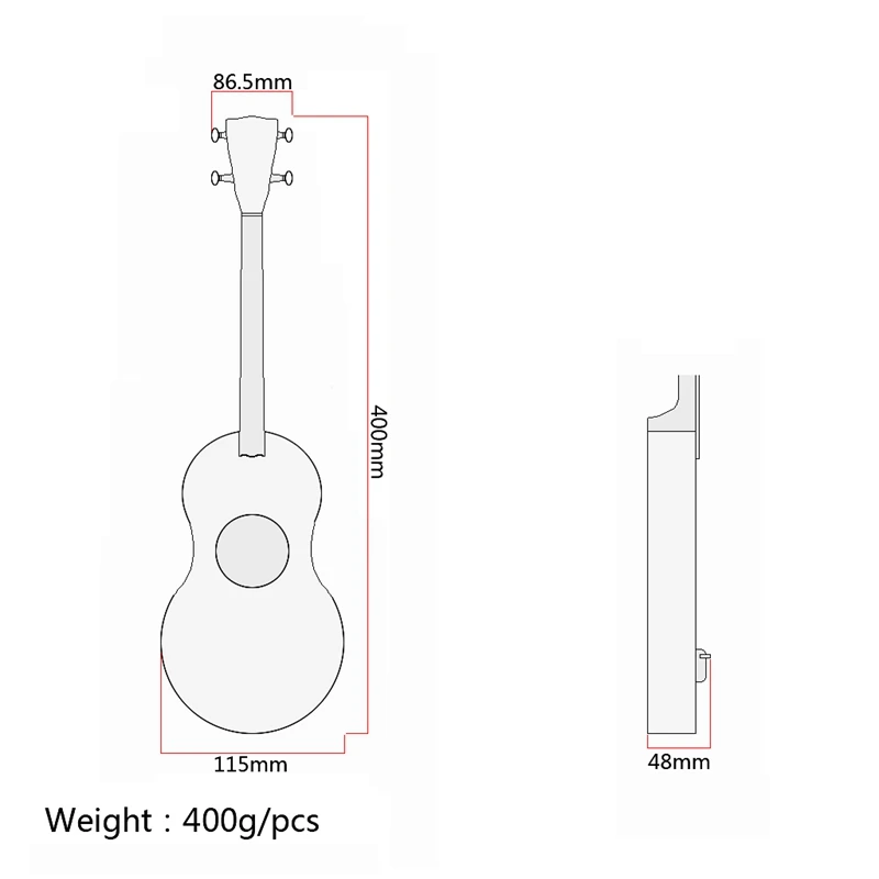 17 Inch Red Pine Ukuleles Mini Travel Guitar With Carry Bag