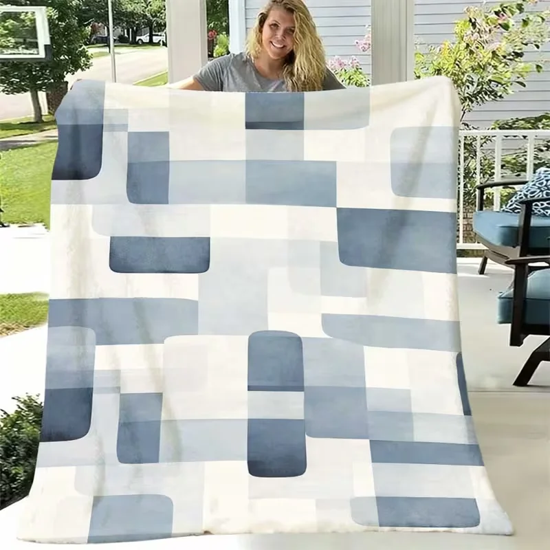 Light Blue Gingham Check Throw Blanket Soft Cozy All Season Blanket For Sofa Bed Dorm Cottagecore Aesthetic Decor