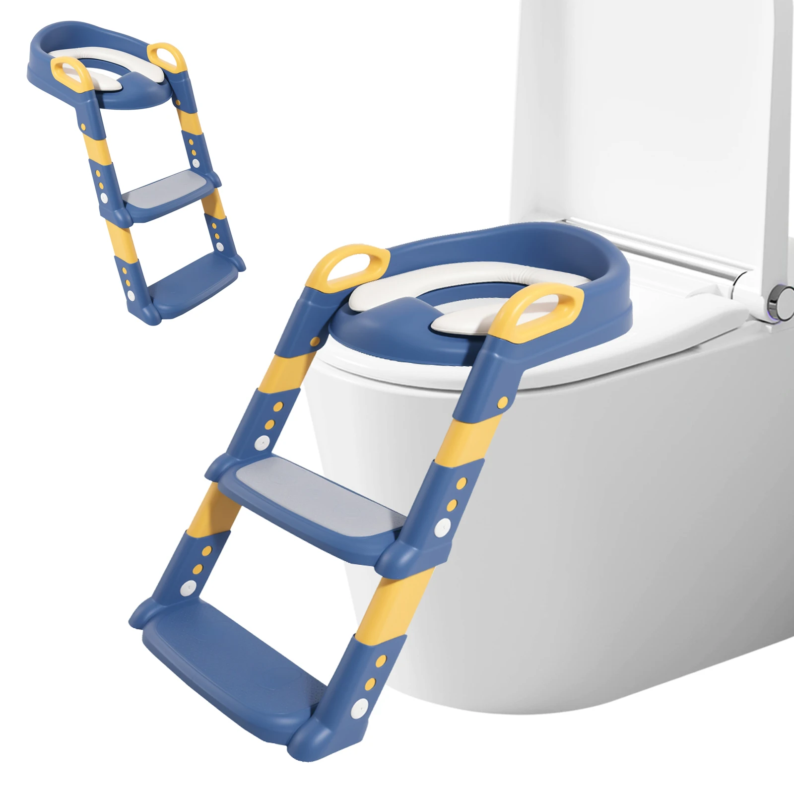 

Лестница для приучения к горшку, удобная регулируемая высота, 2 в 1, туалет для приучения к горшку с противоскользящей подушкой для детей, мальчиков и девочек