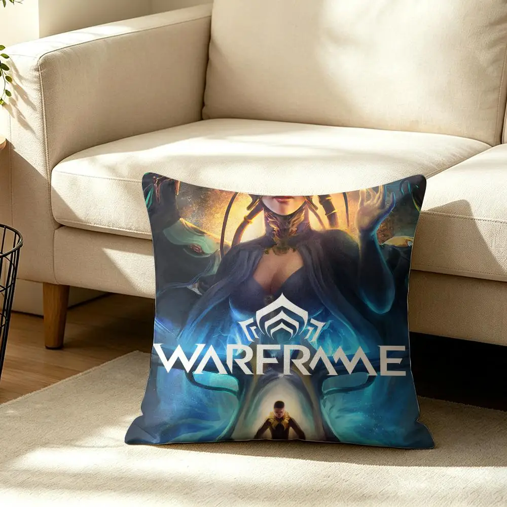 Video Game W-Warframe Cushion Cover Wrinkle-Resistant Short Plush Pillow Case Breathable Machine-Washable