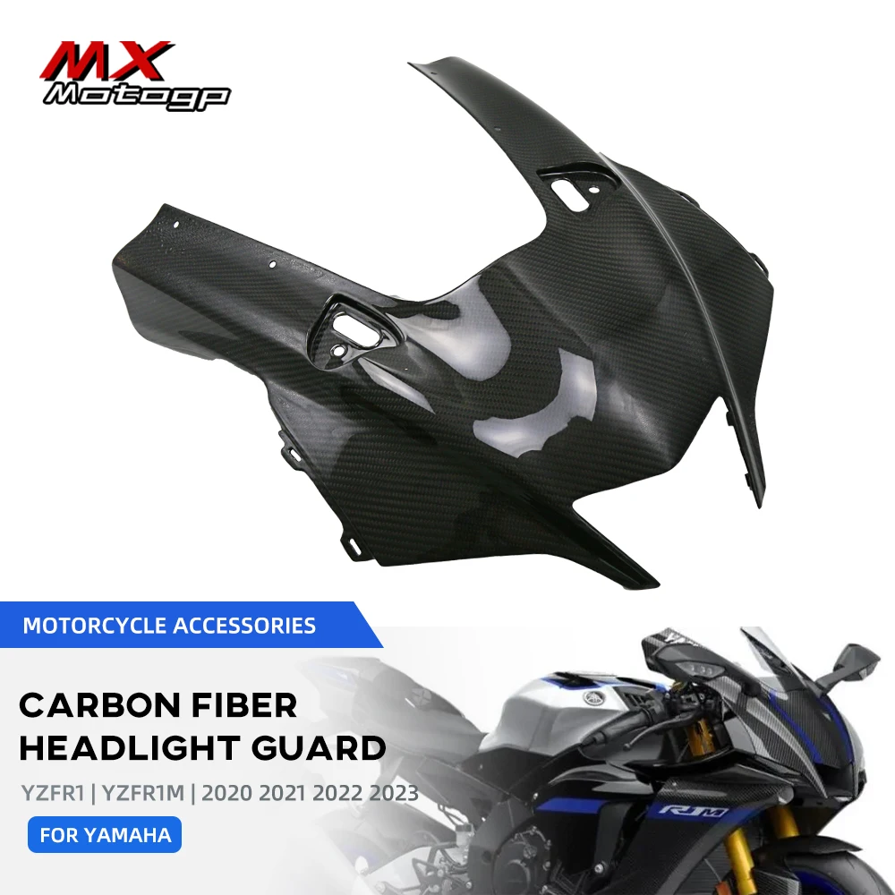 2023 For YAMAHA YZF R1 R1M YZFR1 2020-2022 Full Carbon Fiber Front Headlight Fairing Nose Panel Cowl Motorcycle Parts YZF-R1M