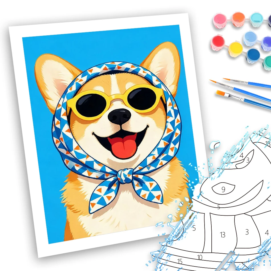 GATYZTORY Painting By Numbers On Canvas To Paint Handpainted Oil Painting Handicraft Interior Cute and simple drawn dog Acrylic