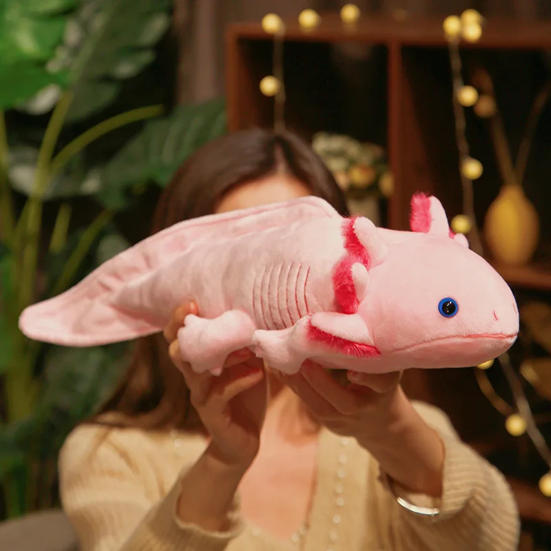 Juguete de peluche Kawaii Newt de 45cm, muñeco de salamandra Axolotl, suave, Hexagonal, arowana, almohada de apaciguamiento, cojín, regalo para niños, decoración