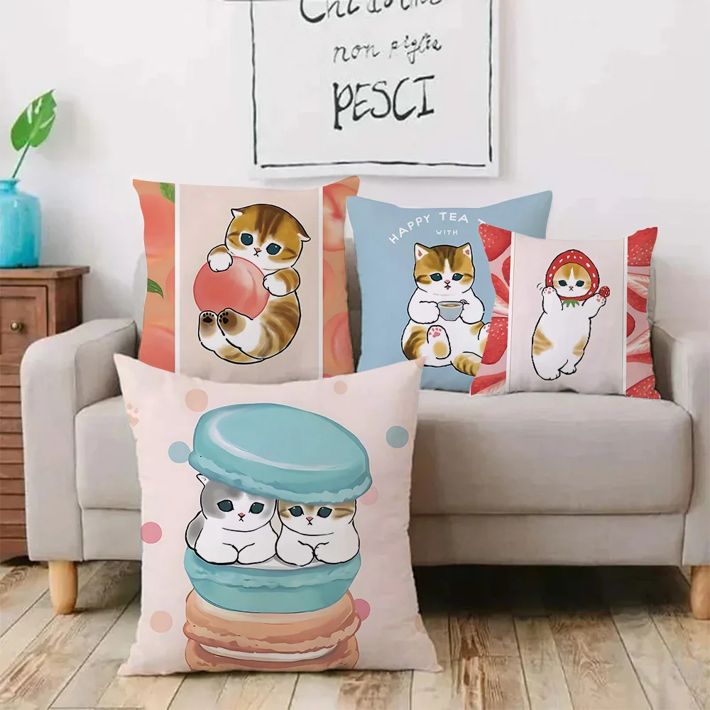 Cute mofusands Pillow Covers Cartoon Sofa Decorative Home Double-sided Printing Short Plush Cute Cushion Cover