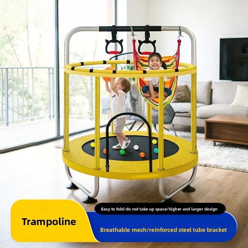 Indoor Mini Parent-child Trampoline Silent Suction Cup Base with Protective Net Home Family Workout Entertainment Tool