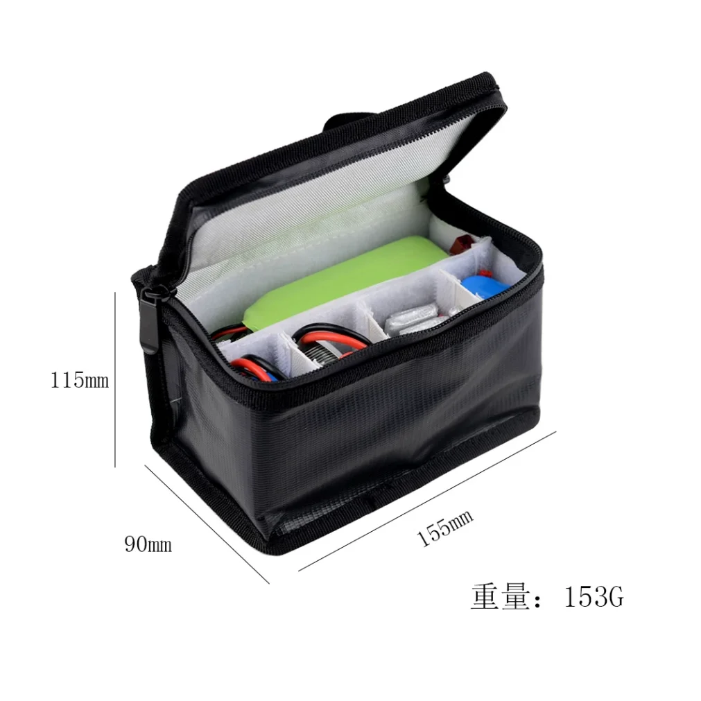 155x115x90mm Fireproof Explosion-Proof Safety Bag Built-in 8 Compartments for RC Model Airplane Helicopter FPV Drone Batteries - view 5