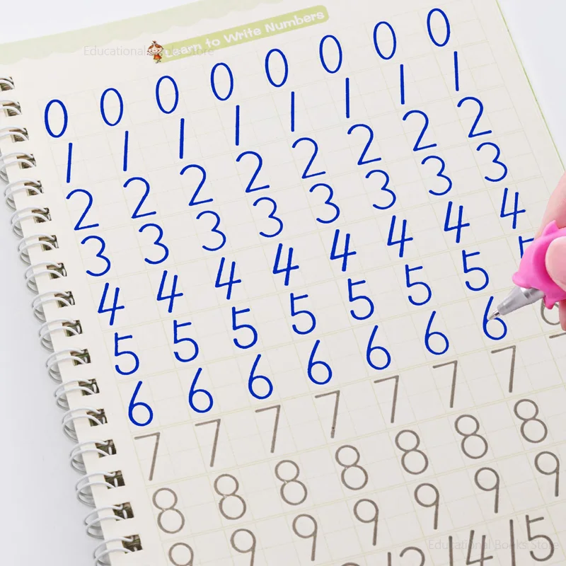 4 Übungssets für französische Kalligraphie, Arbeitsbuch mit Alphabet und Zahlen, Übungsheft für französische Anfänger – Detail 8