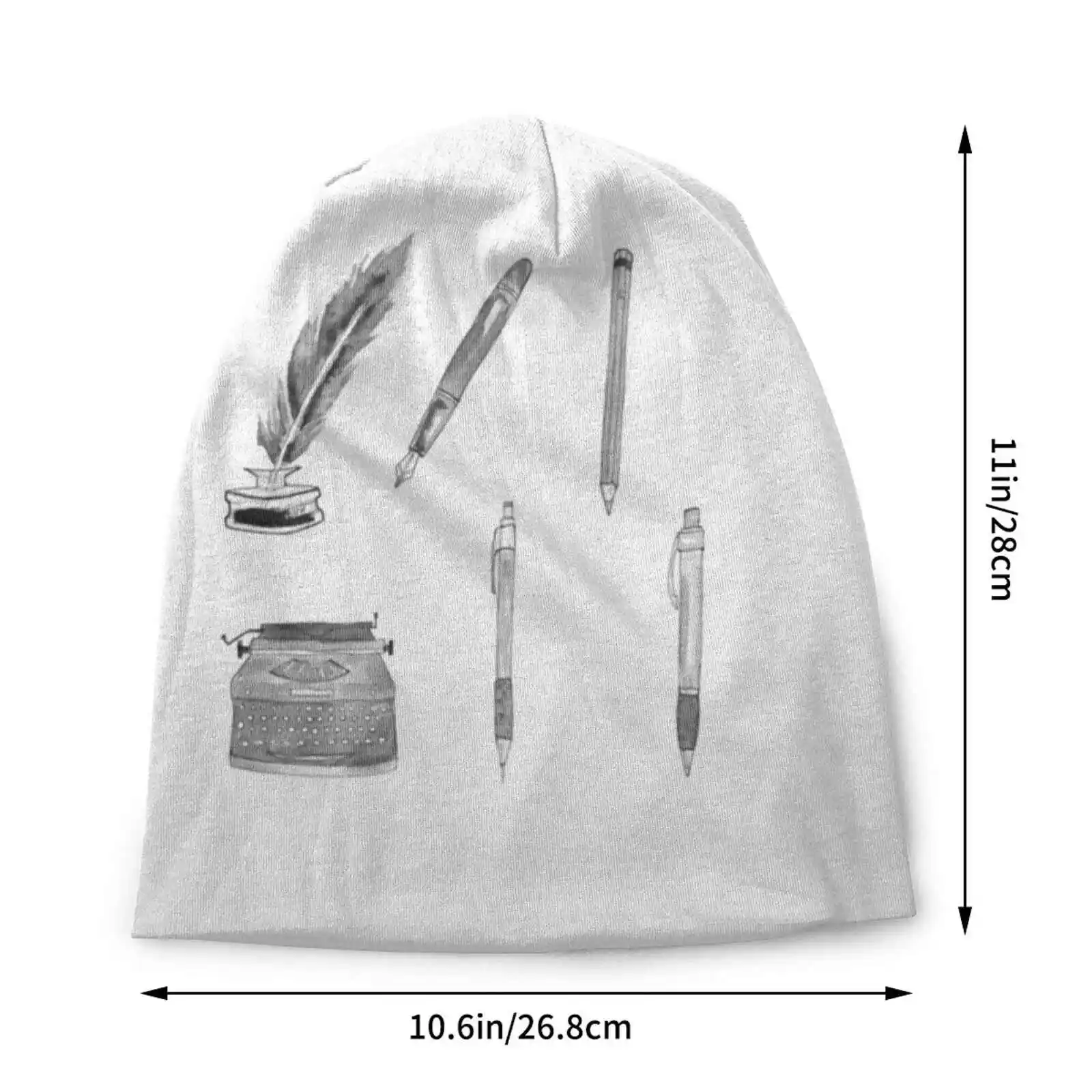 Stationery Evolution Knitted Hat Warm Beanie Outdoor Caps Ink Pen Feather Fountain Pen Kulli Mechanical Pencil Sketch Aesthetic