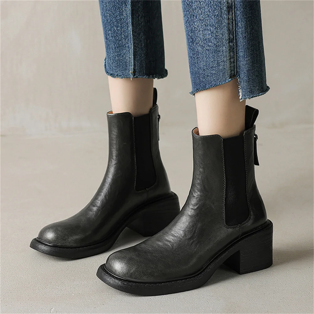 FEDONAS Designer Thick Heel Women Ankle Boots Fashion Genuine Leather Shoes Autumn Winter Ladies Elegant Short Booties