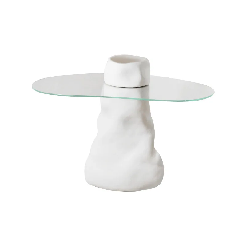 

dead wind creative minimalist coffee table designer model room against the wall special-shaped coffee brewed glass sofa glass