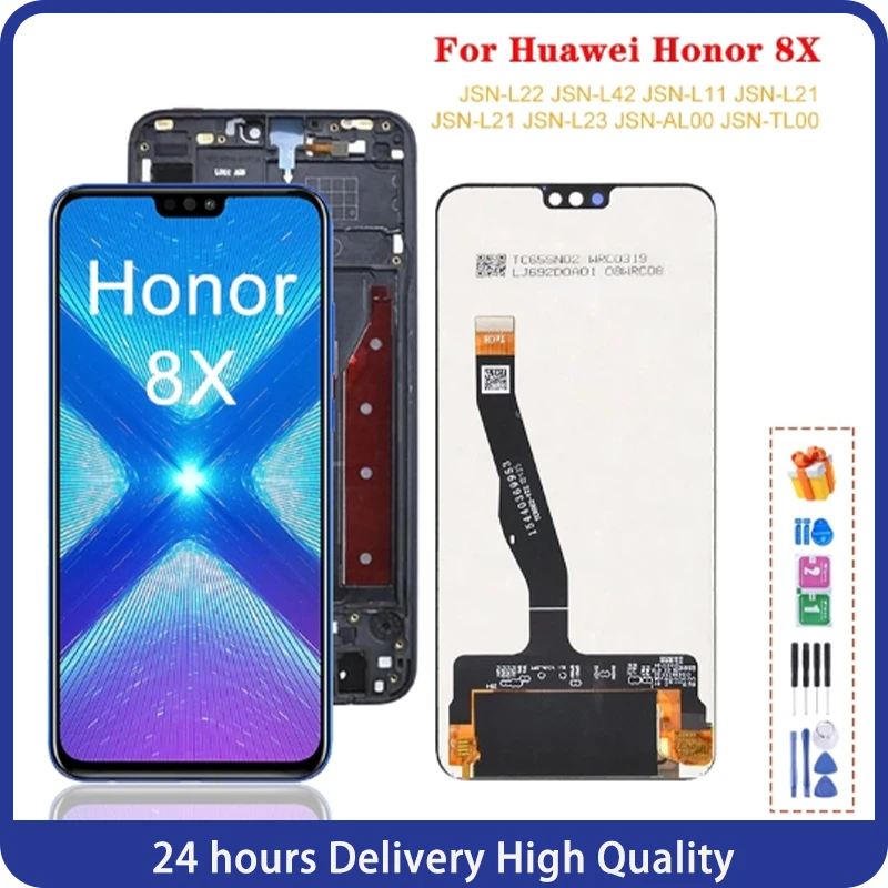 6.5'' For Huawei Honor 8X LCD Display Touch Screen Digitizer Assembly Honor JSN-L22 L42 L11 LCD Screen Replacement With Frame