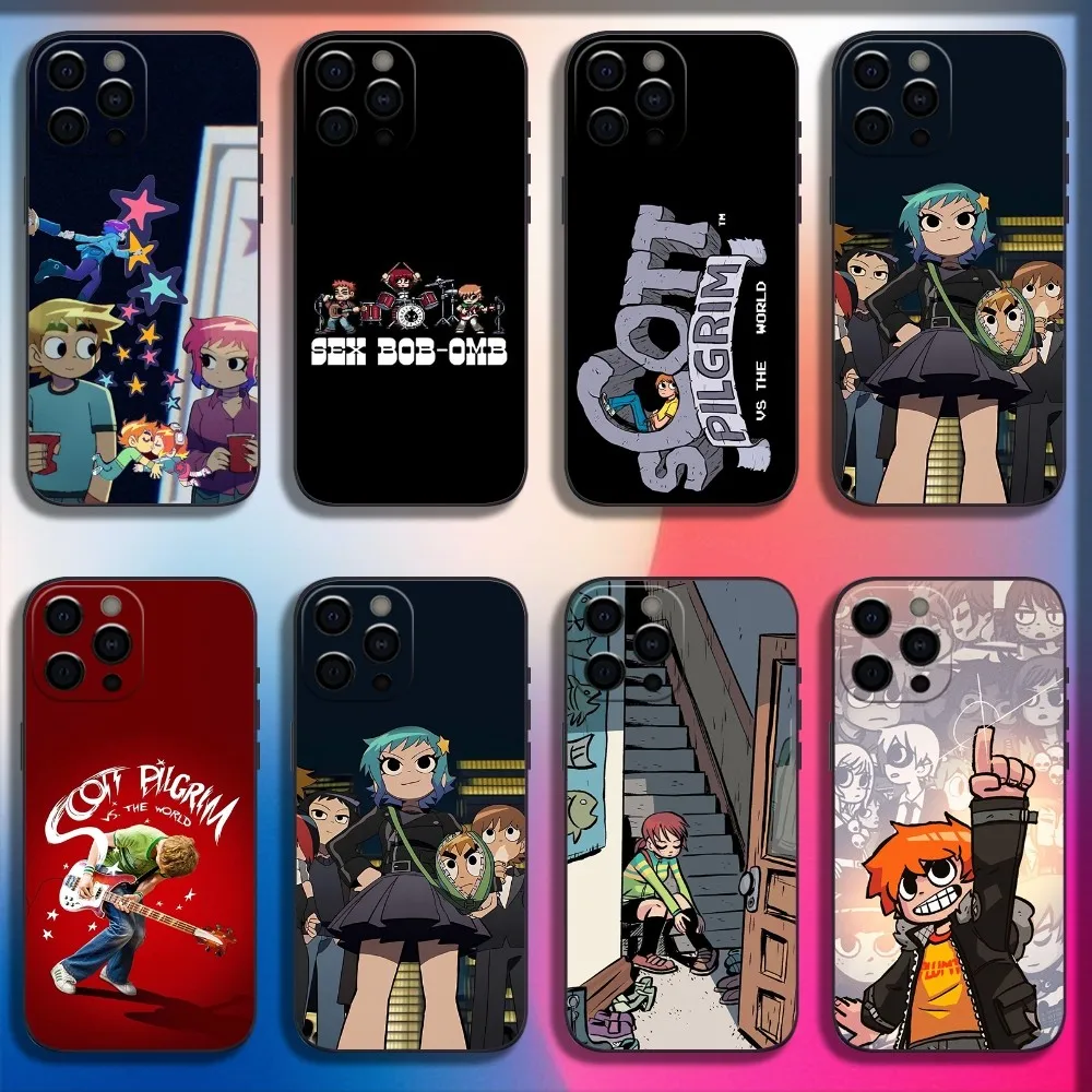 

S-Scott Pilgrim Phone Case For iPhone 16,15,14,13,12,11,Pro,X,XS,Max,XR,Plus,Mini Soft Black Cover