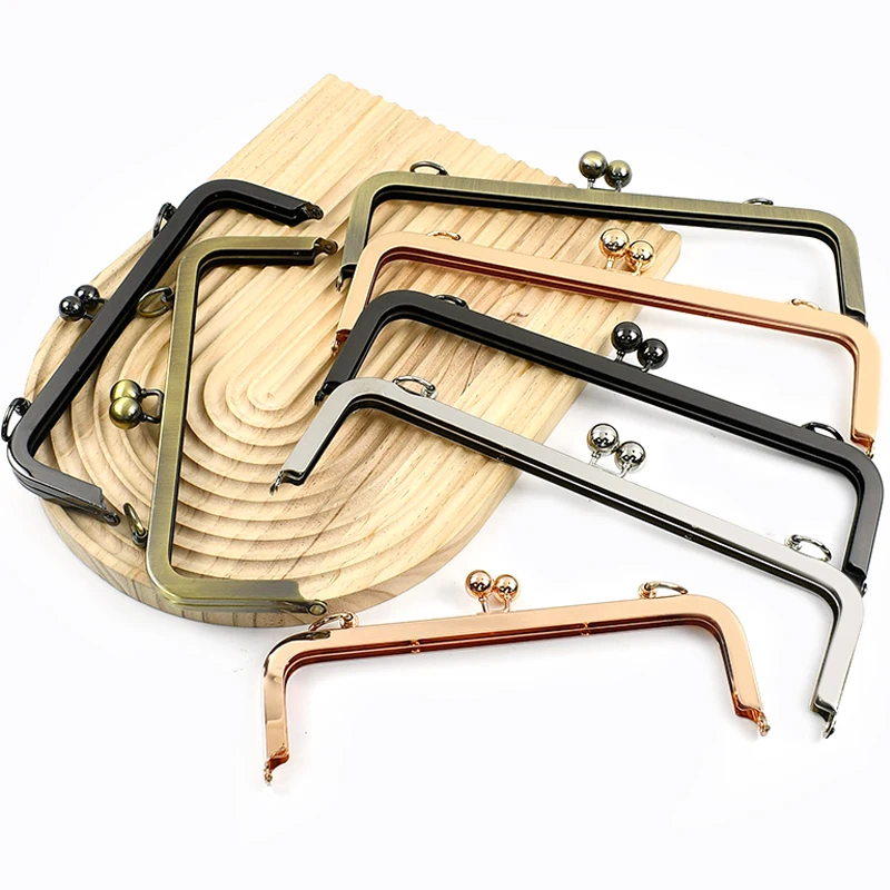 20/25cm Metal Bags Handle Smooth Purse Frame Clourse Clip Kiss Clasp Handbag Wallet Screw Brackets DIY Bag Accessories,1/2/5Pcs