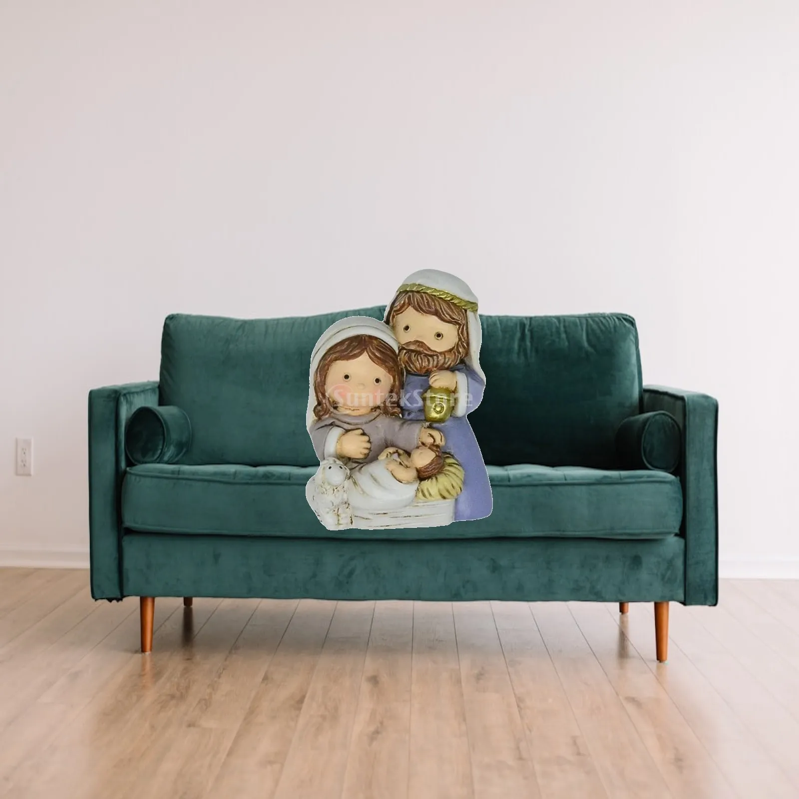 Mini Resin Nativity Ornament Multicolor Jesus Birth Figurine Tabletop Sculpture for Bookshelf Fireplace Holiday Decor
