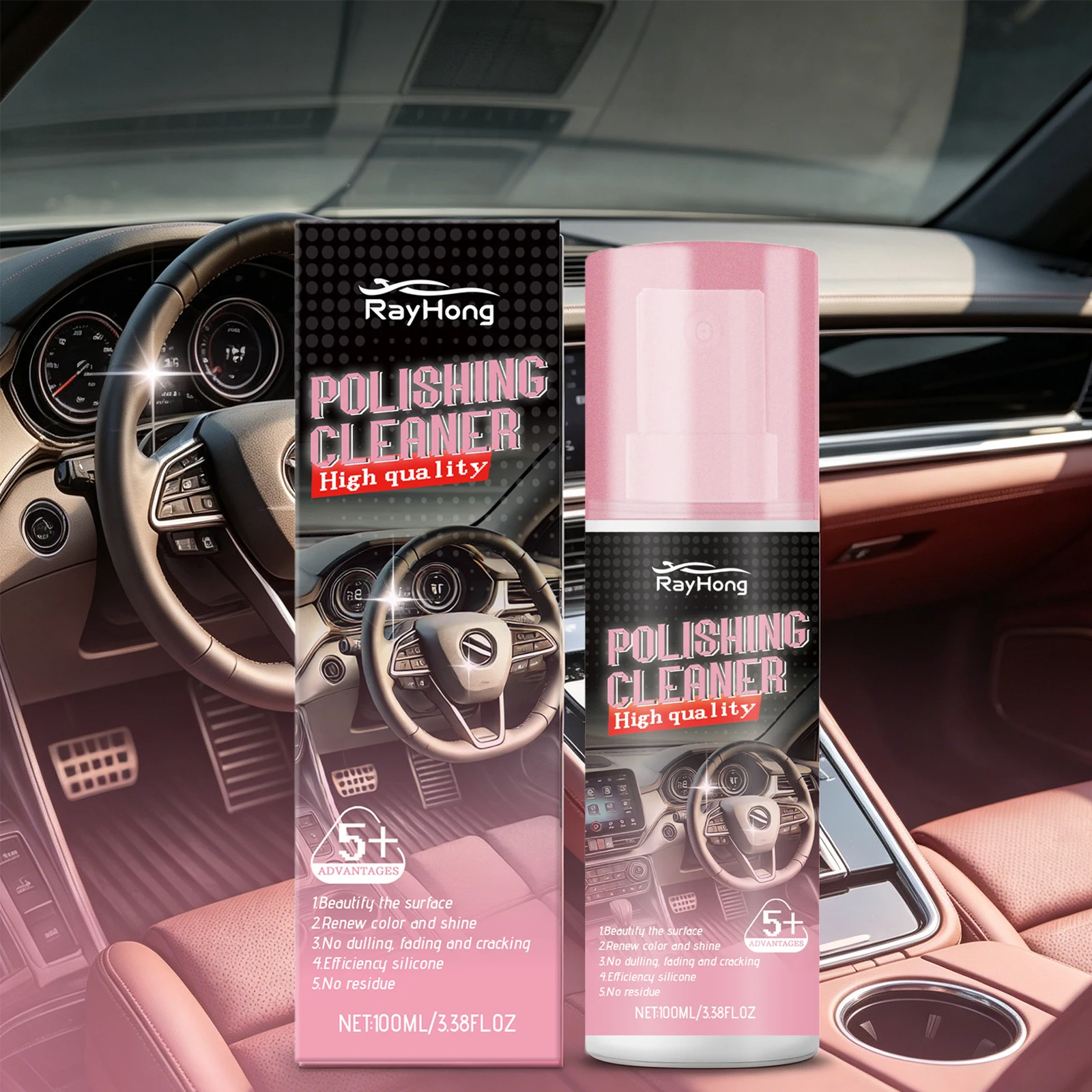 Automotive Interior Polishing Agent for Automotive Leather Interior Anti-Cracking Revives Faded Protects Leather Restoring Shine
