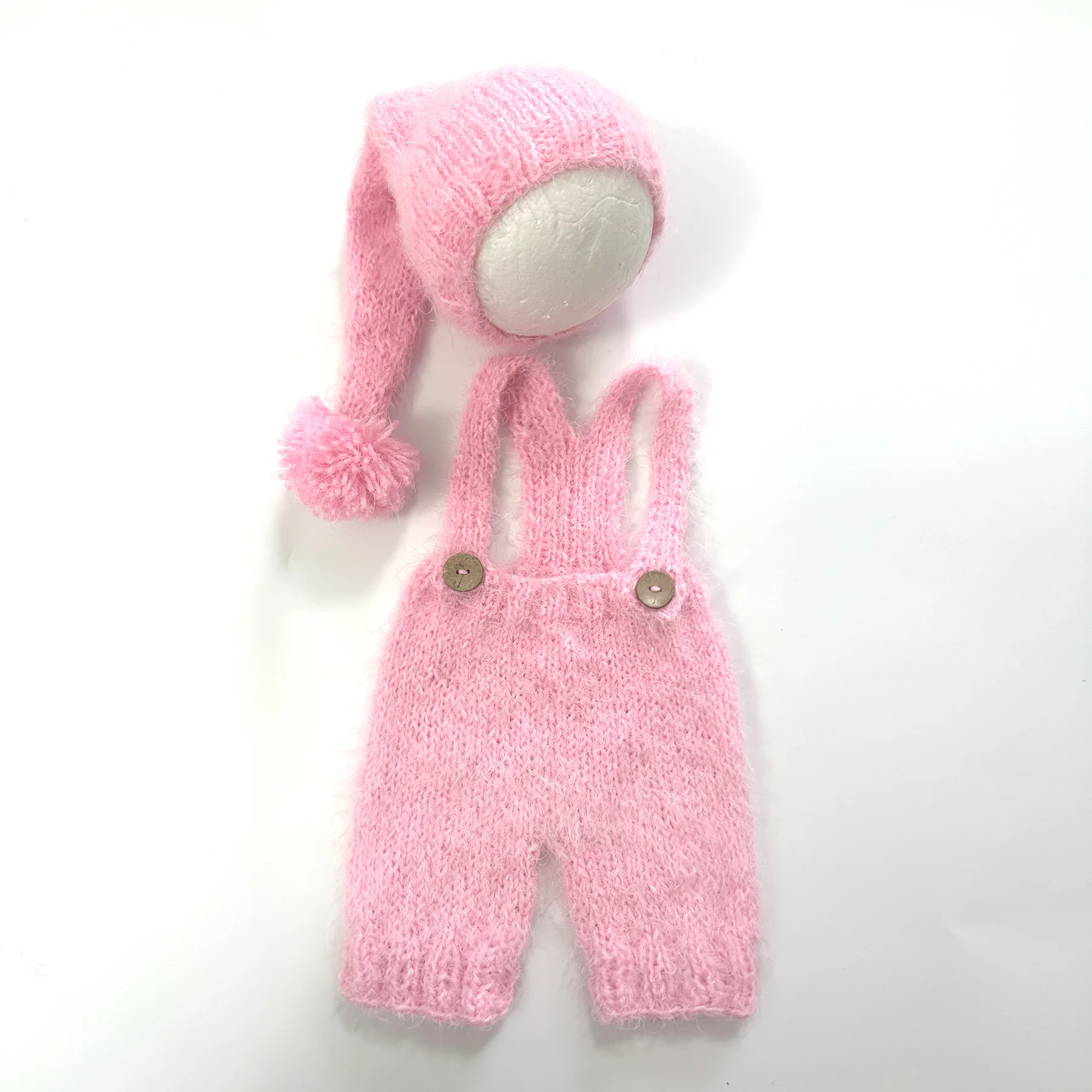 Newborn Photography Props Baby Costume Wool Mohair Romper Jumpsuit Overalls Crochet Hat Baby Boy Girl Outfit Baby Photo Prop