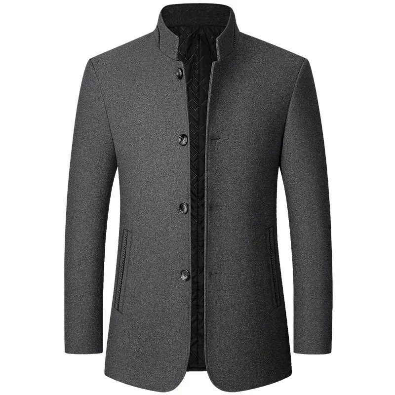 Wool Blend Coat Men Winter Fashion Overcoat Male Thicken Keep Warm Jackets Trench Outerwear Wool Coat Stand Collar