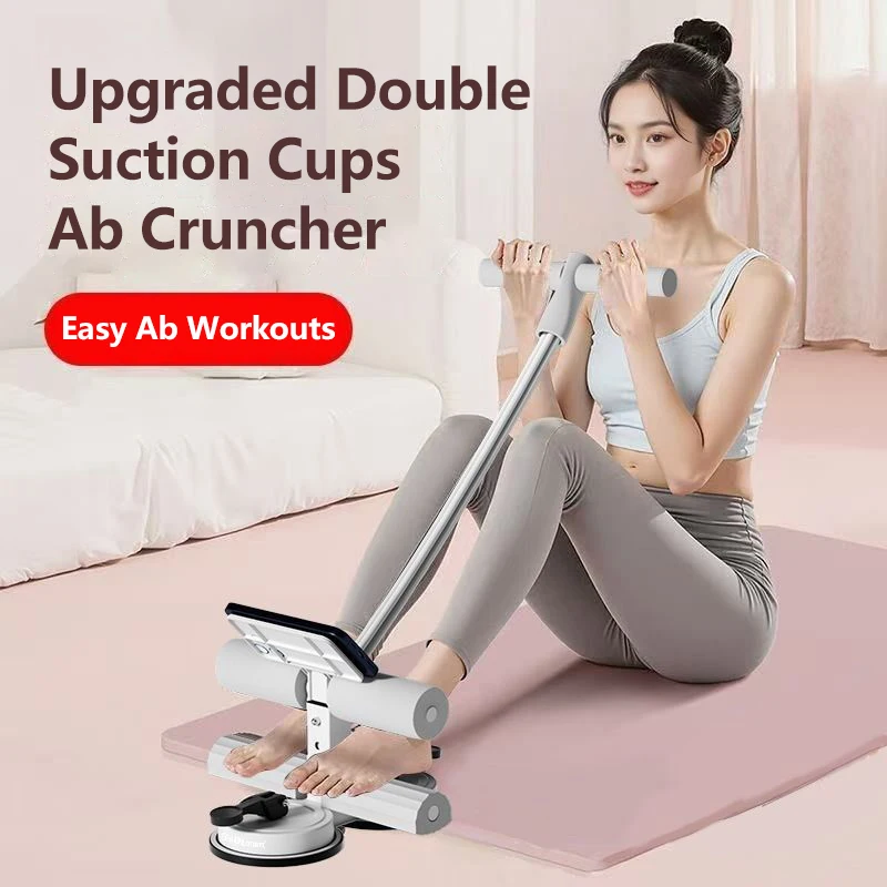 Sit up Assist, Six Tube Abdominal Roller, Double Suction Cup with Phone Holder, Indoor Fitness Abdominal Roller