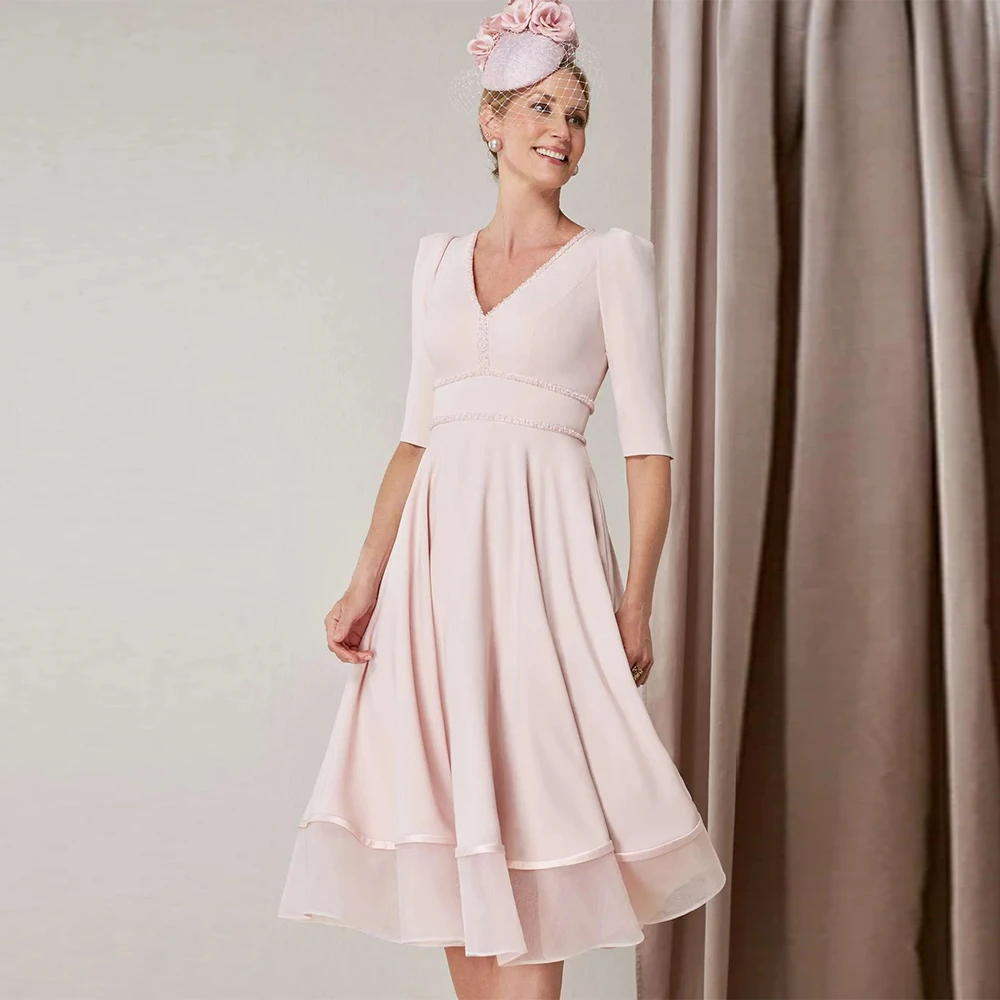 

Индивидуальные нежные платья для матери невесты, свадебные платья с V-образным вырезом, светло-розовые вечерние платья, элегантные нарядные платья для выпускного вечера и торжественных мероприятий