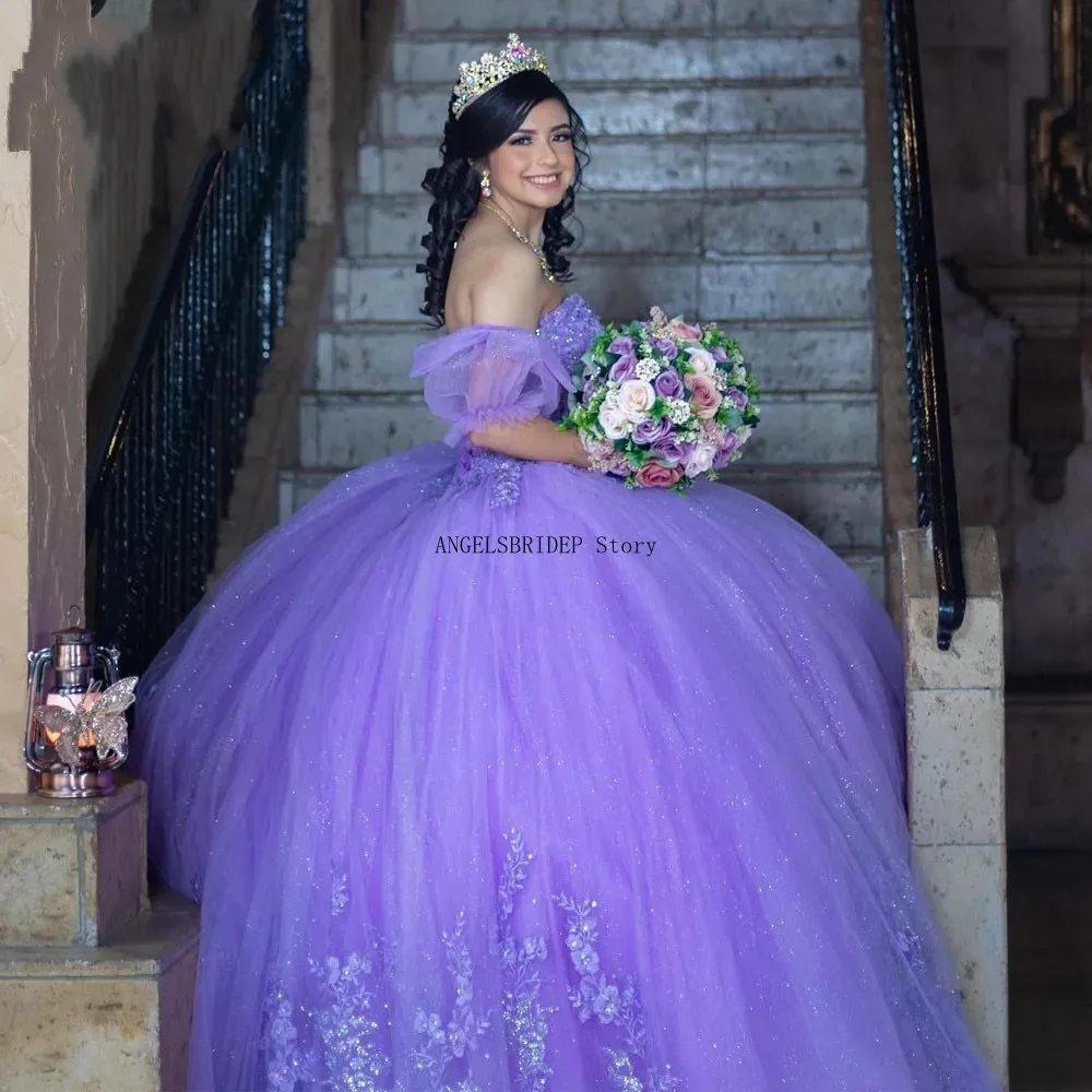 ANGELSBRIDEP Lilac Princess Mexican Quinceanera Dresses Ball Gown Dresses Gala Graduation Gowns Vestido De 15 Anos Customized