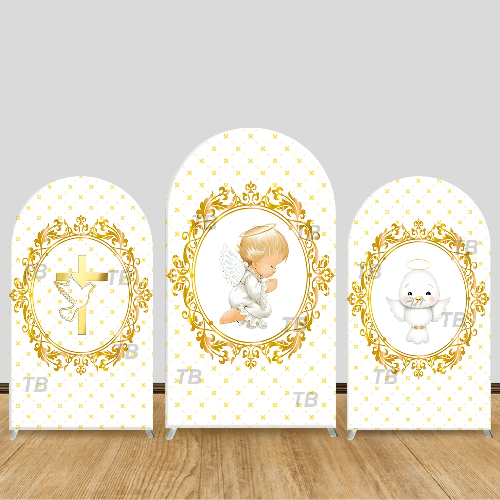 

Angel Arch Backdrop Cover Gold Ornate Theme Party Decor Photo Booth Background Baby Shower Event Supplies