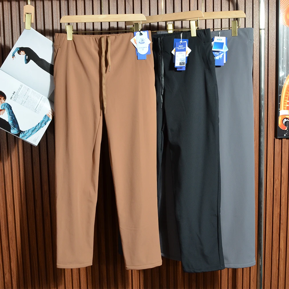 

Tech Fabric Fce Lined Straight Leg Soft ell Pants Outdoor Men's Casual Trousers Autumn Winter Waterproof Versatile Comfo...