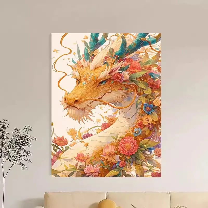 

9ct 60x80cm Dragon Embroidery DIY Chinese Style Printed Kits Cross Stitch Thread Needlework Set Home Decor Crafts New