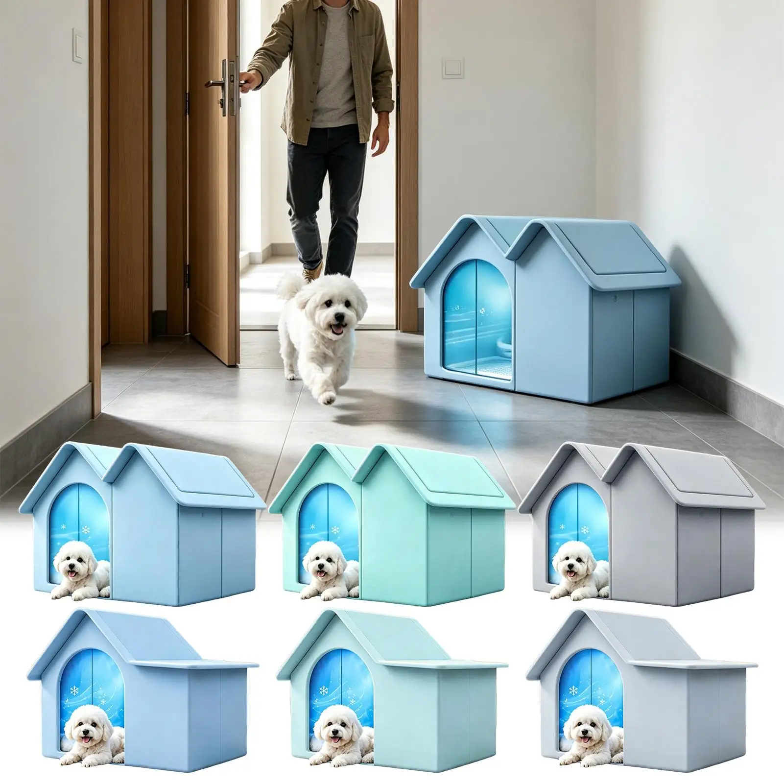 Cooling Cat House for Summer Semi-Enclosed Ice Pet Cave Summer Cat House with 3 Ice Boxes for Outdoor Garden Backyard Patio Lawn