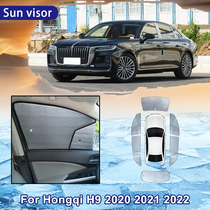 Car Sun Shade for Hongqi H9 2020 2021 2022 Car Full Coverage Sunshade Sun Protection Glass Side Window Sunshade Physical Cooling