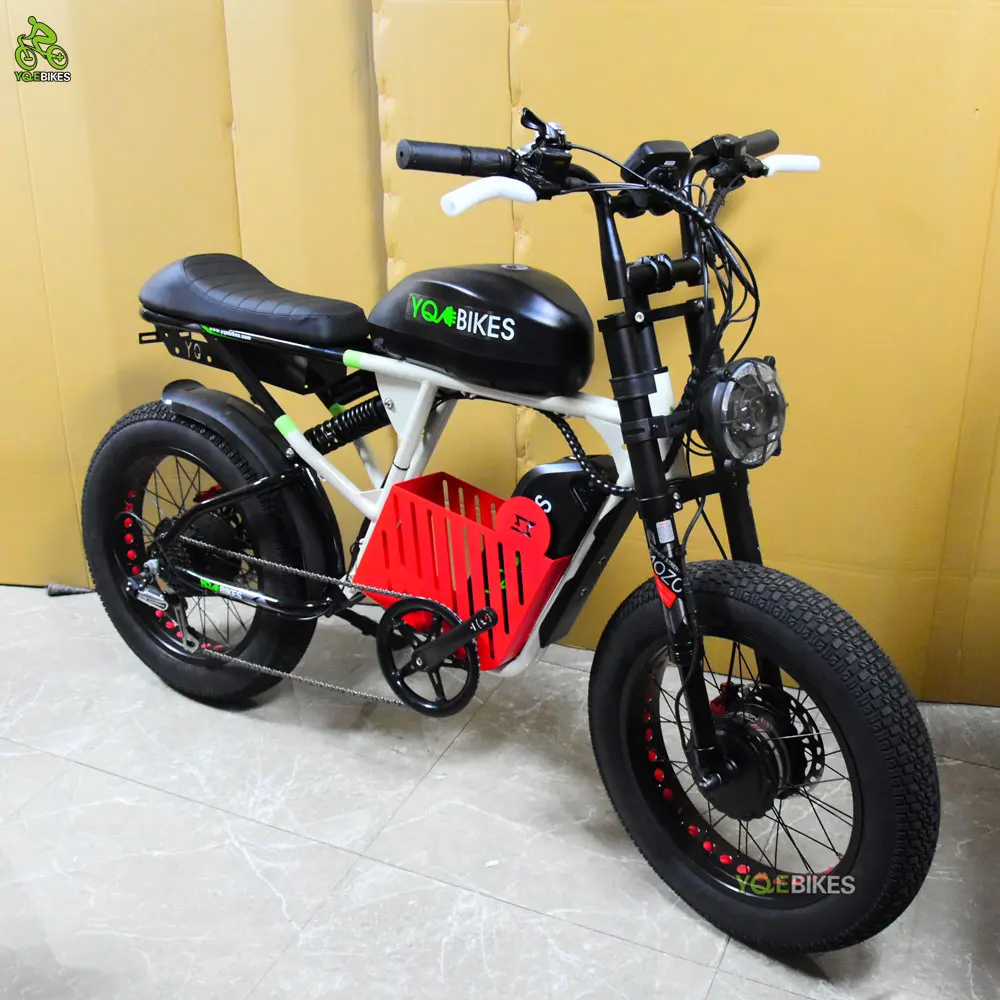 YQEBIKES 20inch Hydraulic Dual Drive E Bike  Beach Cruise Ebike 48V50Ah 3000W Inverted Fork All Terrain offroad Electric Bicycle