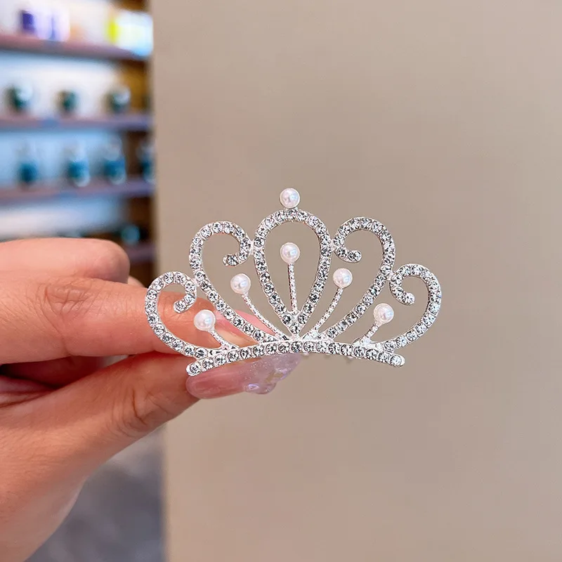 Girls Children Princess Crystal Tiaras Crowns Hair Comb Rhinestone Hairpin Bridal Wedding Hair Accessories Party Jewelry Gifts