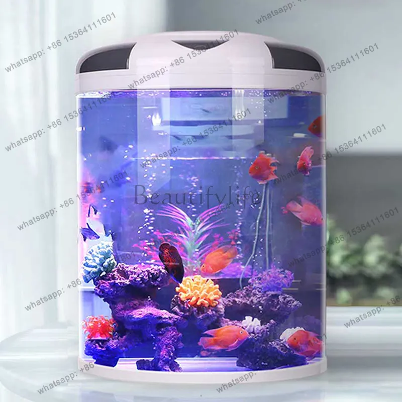 Living room semi-circular small household creative u-shaped glass office desktop with oxygen aquarium