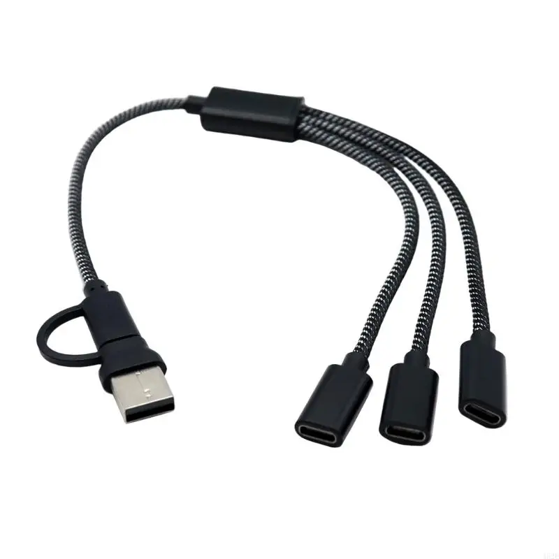 462E USB Type C Male to 2/3 TypeC Female Extension Cord Converters Power Split Adapters