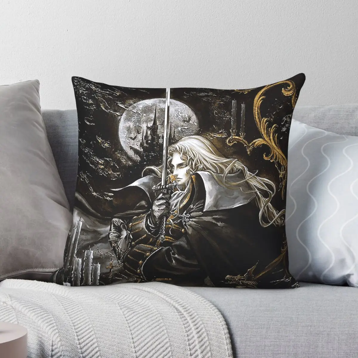 Castlevania Symphony Of The Night Pillowcase Polyester Linen Velvet Creative Zip Decorative Pillow Case Home Cushion Cover 45x45