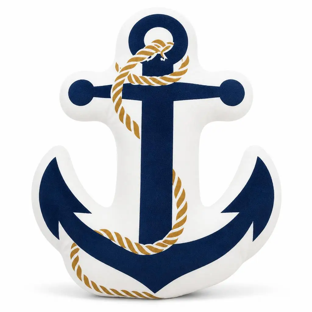 Anchor Nautical Maritime Sailing Navy Plush Pillow Cushion Irregular Stuffed Throw Pillow Home Decor Gift Sofa Bed