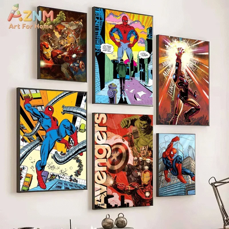 Avengers Superhero Team Comic Art Canvas Wall Art Unframed Poster Print for Boys Bedroom Game Room Home Decor Gift