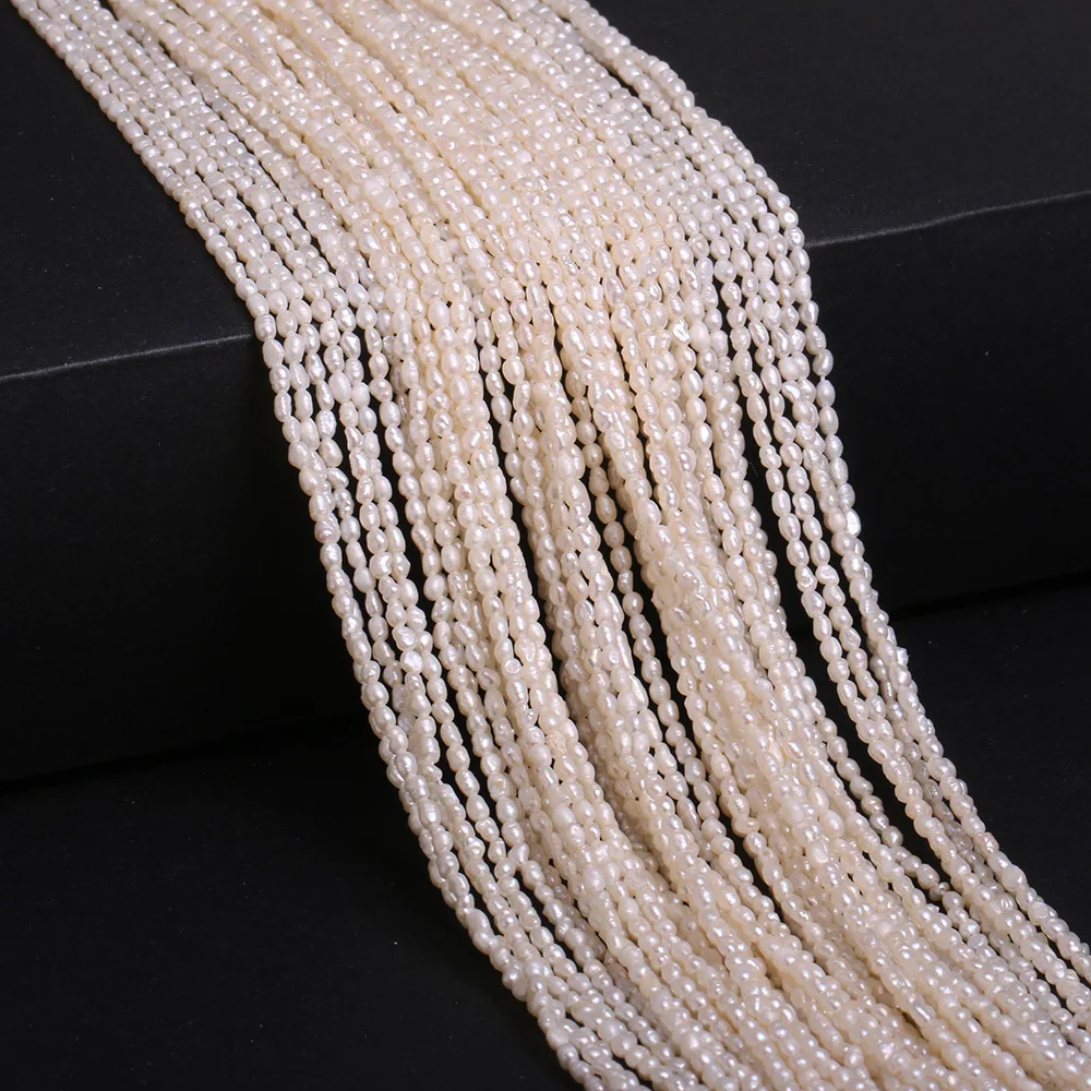 

1.8-2mm White Small Rice Shape Loose Spacer Beads Natural Freshwater Pearls Beads for Jewelry Making DIY Necklace Accessories