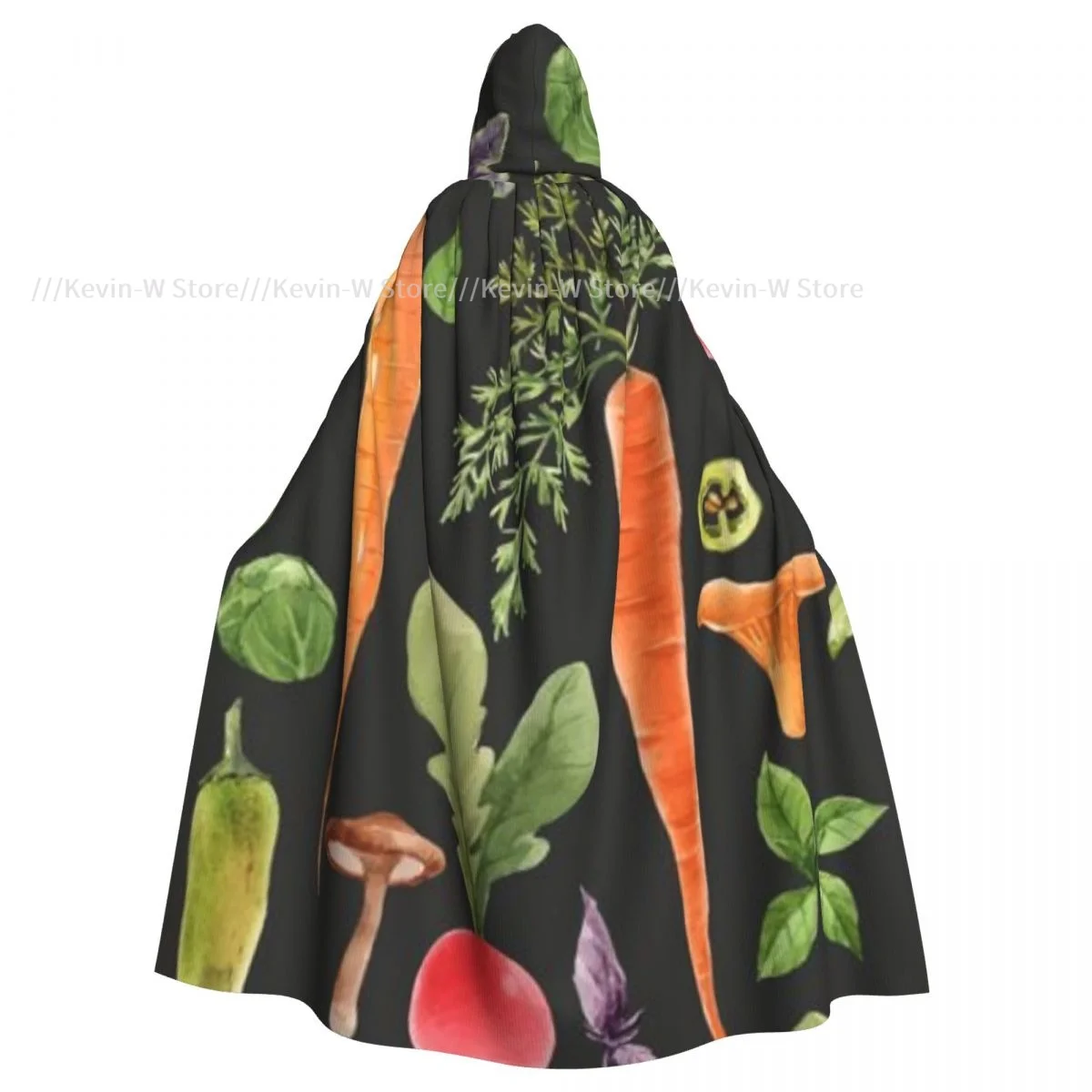 Unisex Adult Hand Drawn Vegetables Cloak with Hood Long Witch Costume Cosplay