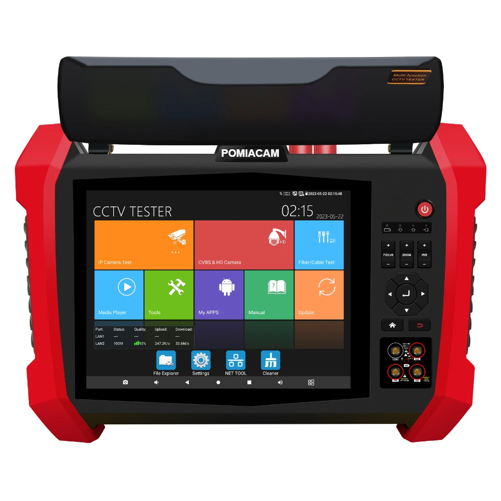 With 2 Gigabit SFP Ports 8K IPC Tester PoE++ 90W, 8MP AHD TVI CVI SDI CCTV Tester TDR OPM DMM VFL Cable Tracer