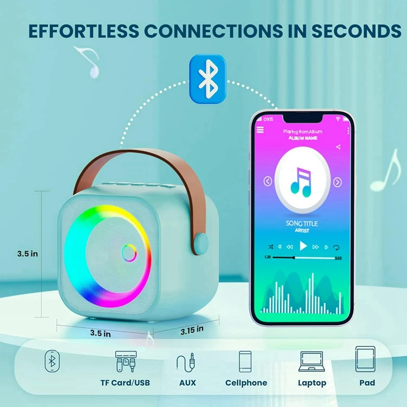 آلة الكاريوكي، مكبر صوت بلوتوث محمول مع 2 ميكروفونات لاسلكية، ألعاب الكاريوكي ألعاب الهدايا (أزرق)