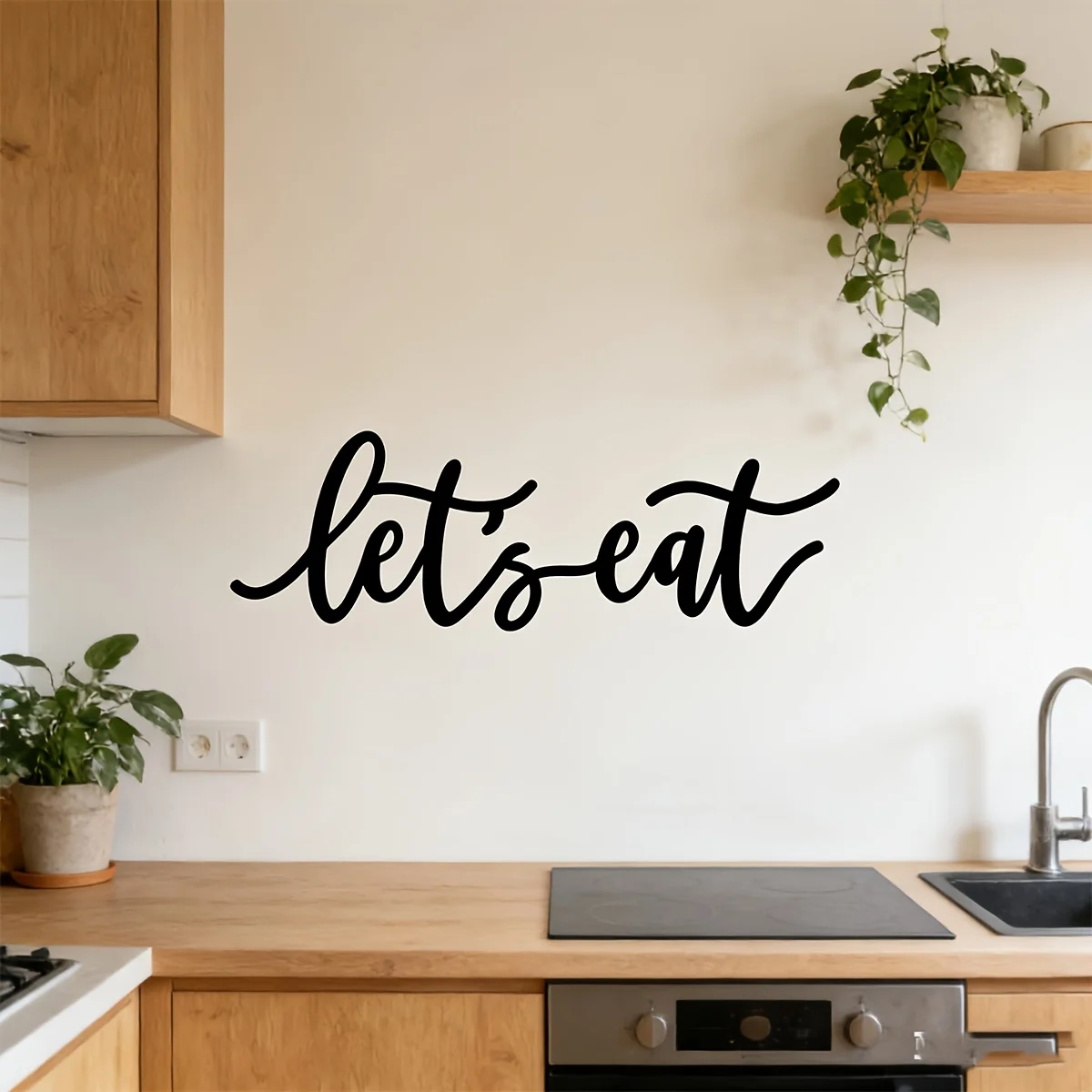 CIFBUY Metal Wall Art Lets Eat Together Sign Iron Craft Sculpture Indoor Outdoor Home Kitchen Plaque
