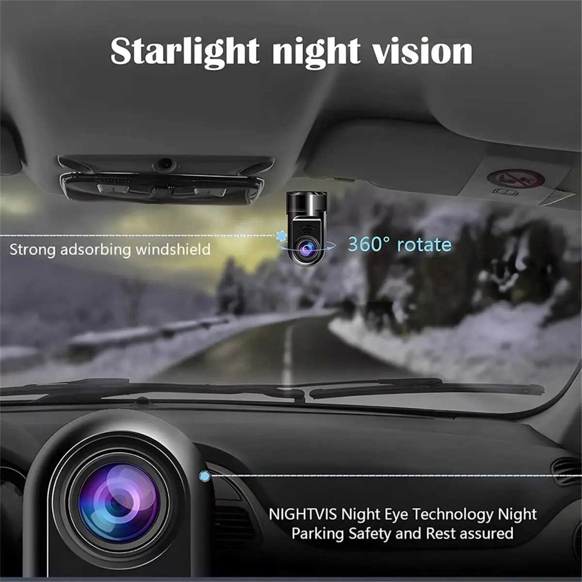 popop 1080P HD 360° Rotating Mini ADAS Dashcam, Car Dash Camera with 32GB Card, 24H Parking Mode/Night Vision/Motion Detection