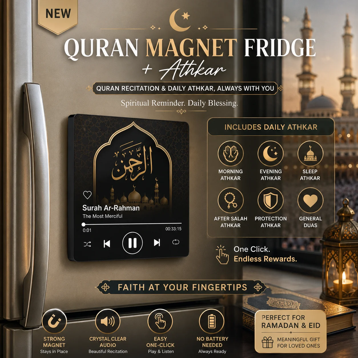 Customizable Surah Al-quran Magnet Speaker Quran Series Music Quran Magnet Fridge Plus Athkar Souvenirs Gift for Hajj