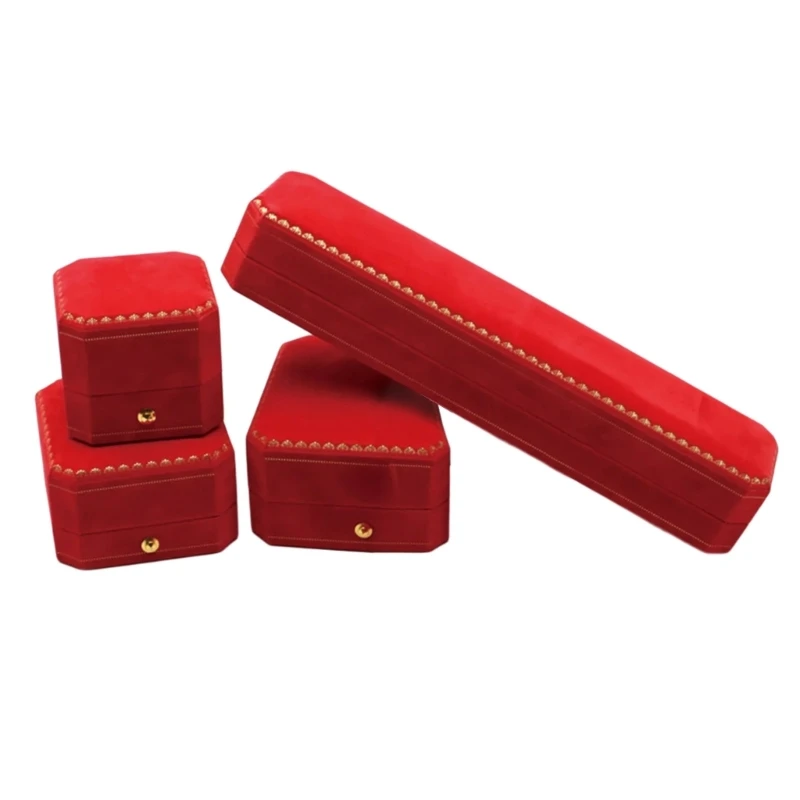 Portable Velvets Jewelry Container Octagonal Jewellery Box for Accessory Lovers