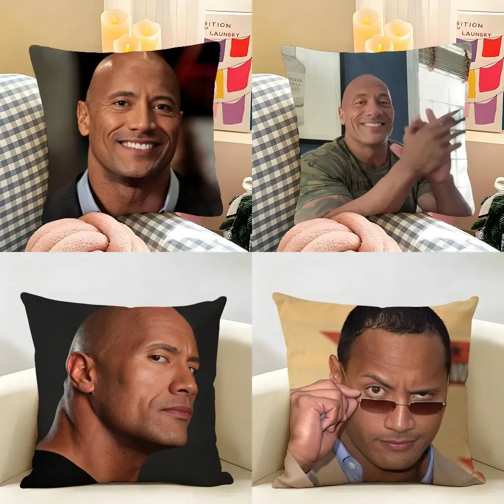 The R-Rock D-Dwayne Cushion Cover Natural Linen Organic Fabric Double-Sided Printing Room Sofa Decor Pillow Case