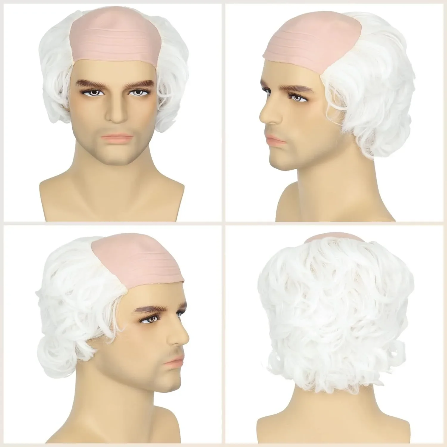 Perruque de cheveux chauve pour hommes, fête COS d'halloween, scientifique, vieil homme, jeu de rôle, boule de maquillage, casque, perruques de Cosplay