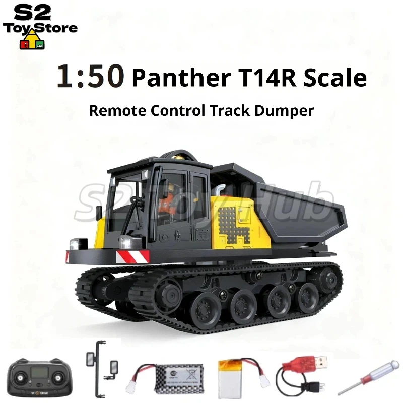 YIGONG 1:50 Scale RC T14R Leopard Dump Truck with Light & Sound 2.4G Full Proportional Remote Control Crawler Model